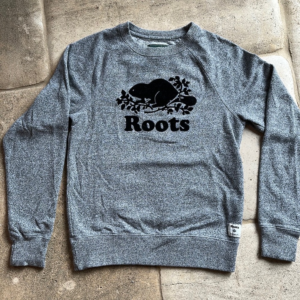ROOTS 🔥 Canada Crewneck Gray Sweatshirt Sz XXS